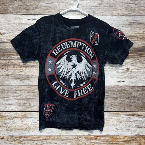 Raw State Other - Raw State Redemption Live Free T Shirt Eagle Mens Small Embellished Graphic